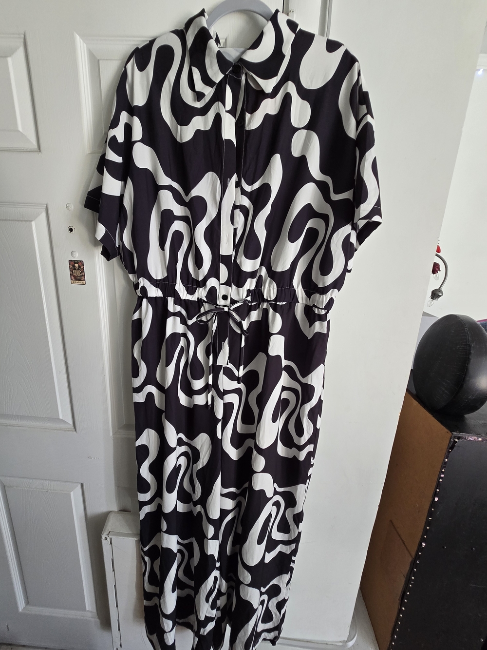 Cider Black and White Abstract Jumpsuit
